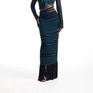 Hanifa Amelia Layered Tassel Skirt